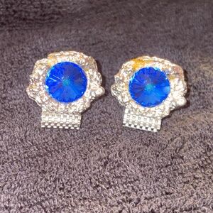 Vintage ‘60-‘70 Blue Rivoli Crystal Wrap Cufflinks